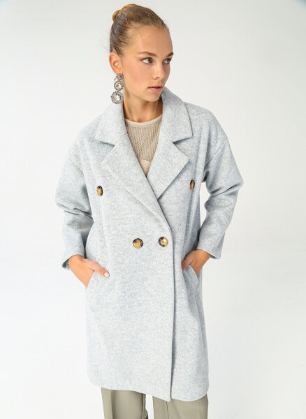 Fabrika Blue Women's Double-Breasted Wool Coat 22FW-1027 - 6