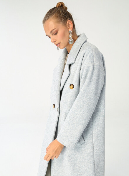 Fabrika Blue Women's Double-Breasted Wool Coat 22FW-1027 - 9