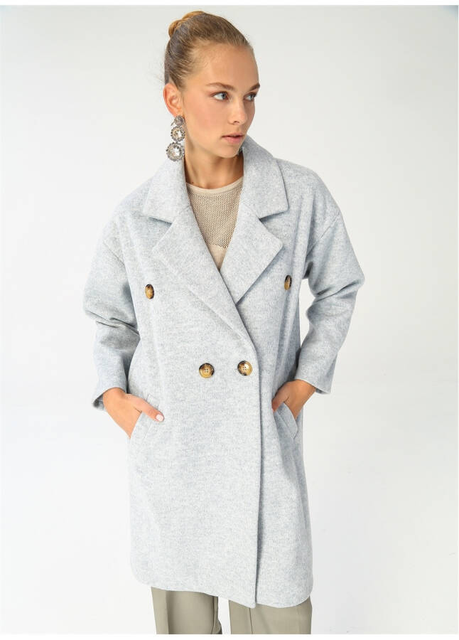 Fabrika Blue Women's Double-Breasted Wool Coat 22FW-1027 - 11