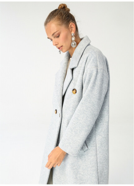 Fabrika Blue Women's Double-Breasted Wool Coat 22FW-1027 - 14