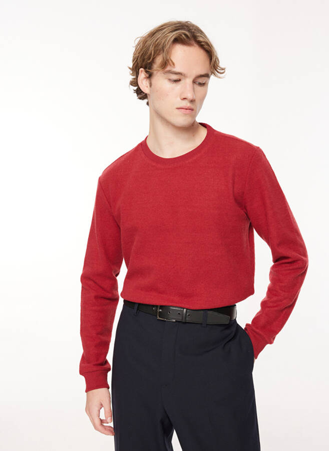 Fabrika Burgundy Men's Crew Neck Plain Sweatshirt (SPBF3WM-SWT5009) - 1