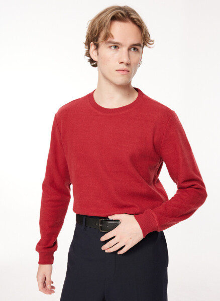 Fabrika Burgundy Men's Crew Neck Plain Sweatshirt (SPBF3WM-SWT5009) - 2