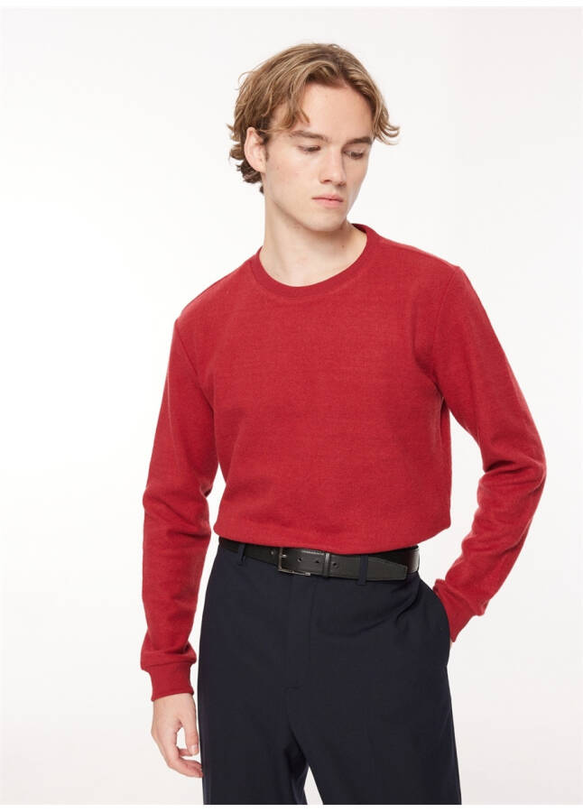 Fabrika Burgundy Men's Crew Neck Plain Sweatshirt (SPBF3WM-SWT5009) - 7