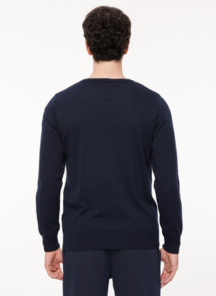 Fabrika V-Neck Regular Fit Solid Navy Blue Men's Sweater SPBF3WM-SWE5006 - 10