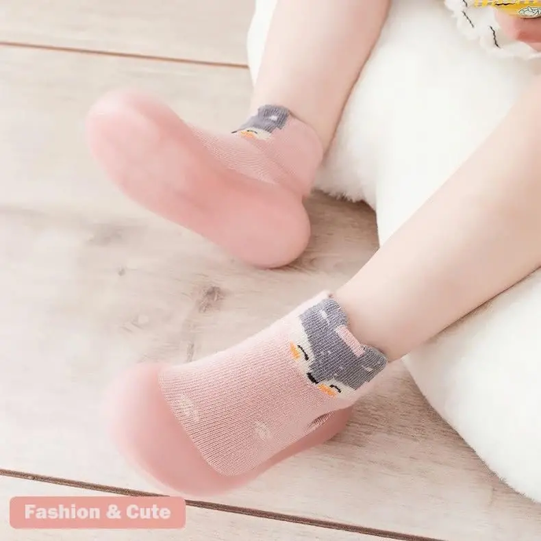 FABRST 2 Pairs Baby Sock Shoes Boys Girls Non Slip Soft Rubber Sole Sneakers Toddler Infant Slip On Slippers First Walking Shoes - 7