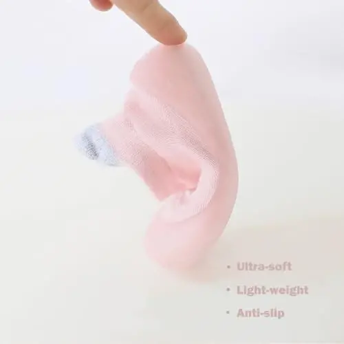 FABRST 2 Pairs Baby Sock Shoes Boys Girls Non Slip Soft Rubber Sole Sneakers Toddler Infant Slip On Slippers First Walking Shoes - 4