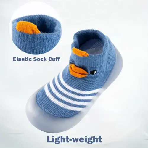 FABRST 2 Pairs Baby Sock Shoes Boys Girls Non Slip Soft Rubber Sole Sneakers Toddler Infant Slip On Slippers First Walking Shoes - 4