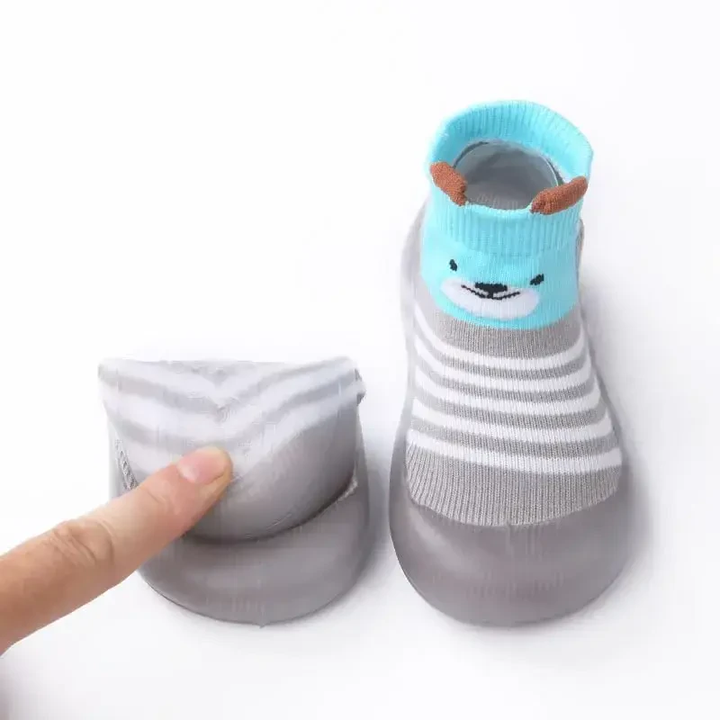 FABRST 2 Pairs Baby Sock Shoes Boys Girls Non Slip Soft Rubber Sole Sneakers Toddler Infant Slip On Slippers First Walking Shoes - 6