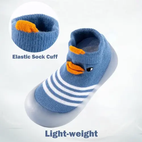 FABRST 2 Pairs Baby Sock Shoes Boys Girls Non Slip Soft Rubber Sole Sneakers Toddler Infant Slip On Slippers First Walking Shoes - 4