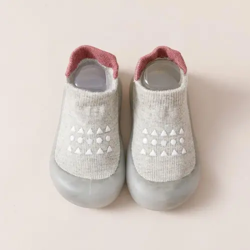 FABRST 2 Pairs Baby Sock Shoes Boys Girls Non Slip Soft Rubber Sole Sneakers Toddler Infant Slip On Slippers First Walking Shoes - 6