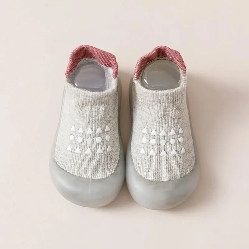 FABRST 2 Pairs Baby Sock Shoes Boys Girls Non Slip Soft Rubber Sole Sneakers Toddler Infant Slip On Slippers First Walking Shoes - 6