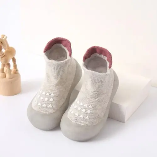 FABRST 2 Pairs Baby Sock Shoes Boys Girls Non Slip Soft Rubber Sole Sneakers Toddler Infant Slip On Slippers First Walking Shoes - 6