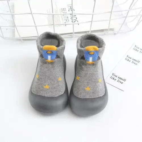 FABRST 2 Pairs Baby Sock Shoes Boys Girls Non Slip Soft Rubber Sole Sneakers Toddler Infant Slip On Slippers First Walking Shoes - 5