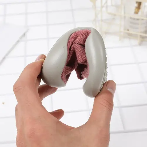 FABRST 2 Pairs Baby Sock Shoes Toddler Infant Non Slip Soft Rubber Sole Slippers First Walking Shoes for Baby Boys Girls - 6