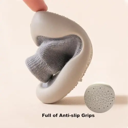 FABRST 2 juft chaqaloq paypoq poyafzallari Toddler Infant Sirpanmaydigan yumshoq rezina taglikli uy poyafzallari Chaqaloq o'g'il bolalar uchun birinchi yurish poyafzallari - 5