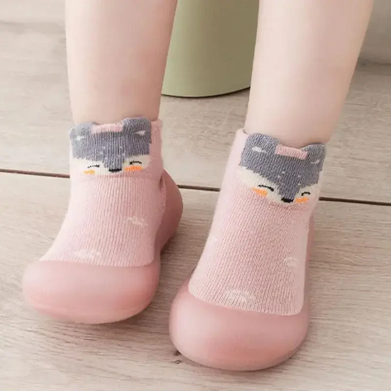 FABRST 2 Pairs Baby Sock Shoes Boys Girls Non Slip Soft Rubber Sole Sneakers Toddler Infant Slip On Slippers First Walking Shoes - 6
