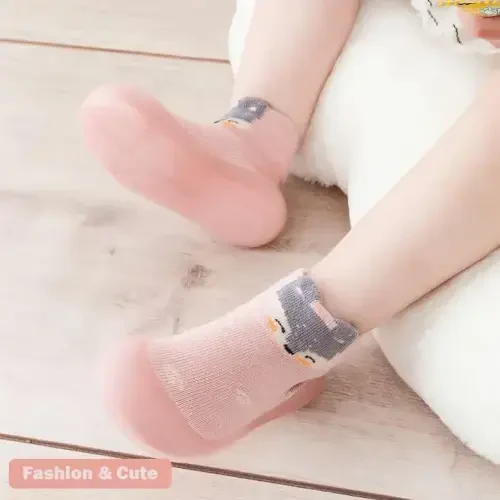 FABRST 2 Pairs Baby Sock Shoes Boys Girls Non Slip Soft Rubber Sole Sneakers Toddler Infant Slip On Slippers First Walking Shoes - 7