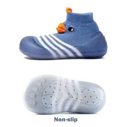 FABRST 2 Pairs Baby Sock Shoes Boys Girls Non Slip Soft Rubber Sole Sneakers Toddler Infant Slip On Slippers First Walking Shoes - 3