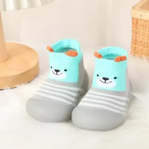 FABRST 2 Pairs Baby Sock Shoes Boys Girls Non Slip Soft Rubber Sole Sneakers Toddler Infant Slip On Slippers First Walking Shoes - 7