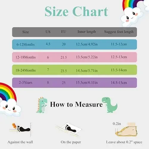FABRST 2 Pairs Baby Sock Shoes Boys Girls Non Slip Soft Rubber Sole Sneakers Toddler Infant Slip On Slippers First Walking Shoes - 2