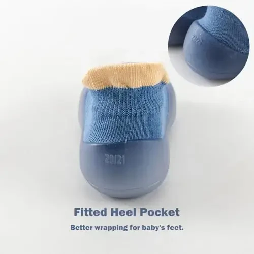 FABRST 2 Pairs Baby Sock Shoes Boys Girls Non Slip Soft Rubber Sole Sneakers Toddler Infant Slip On Slippers First Walking Shoes - 5