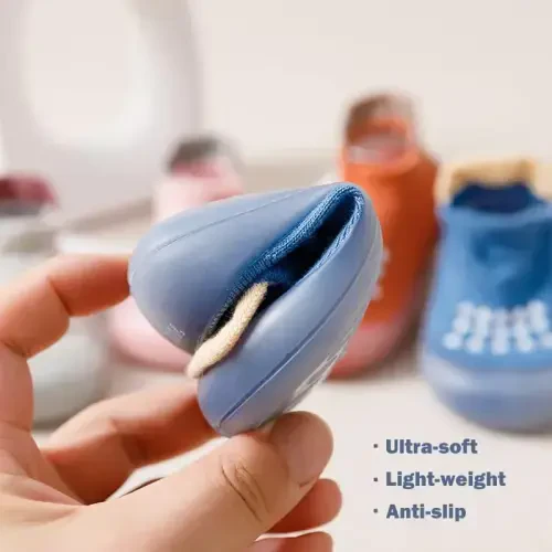 FABRST 2 Pairs Baby Sock Shoes Boys Girls Non Slip Soft Rubber Sole Sneakers Toddler Infant Slip On Slippers First Walking Shoes - 6