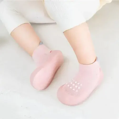 FABRST 2 Pairs Baby Sock Shoes Boys Girls Non Slip Soft Rubber Sole Sneakers Toddler Infant Slip On Slippers First Walking Shoes - 5