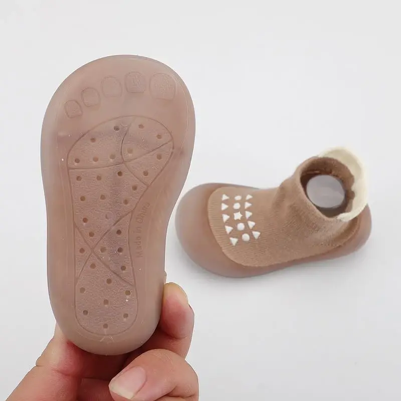 FABRST 2 Pairs Baby Sock Shoes Boys Girls Non Slip Soft Rubber Sole Sneakers Toddler Infant Slip On Slippers First Walking Shoes - 4