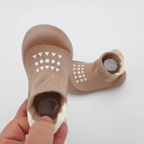 FABRST 2 Pairs Baby Sock Shoes Boys Girls Non Slip Soft Rubber Sole Sneakers Toddler Infant Slip On Slippers First Walking Shoes - 5