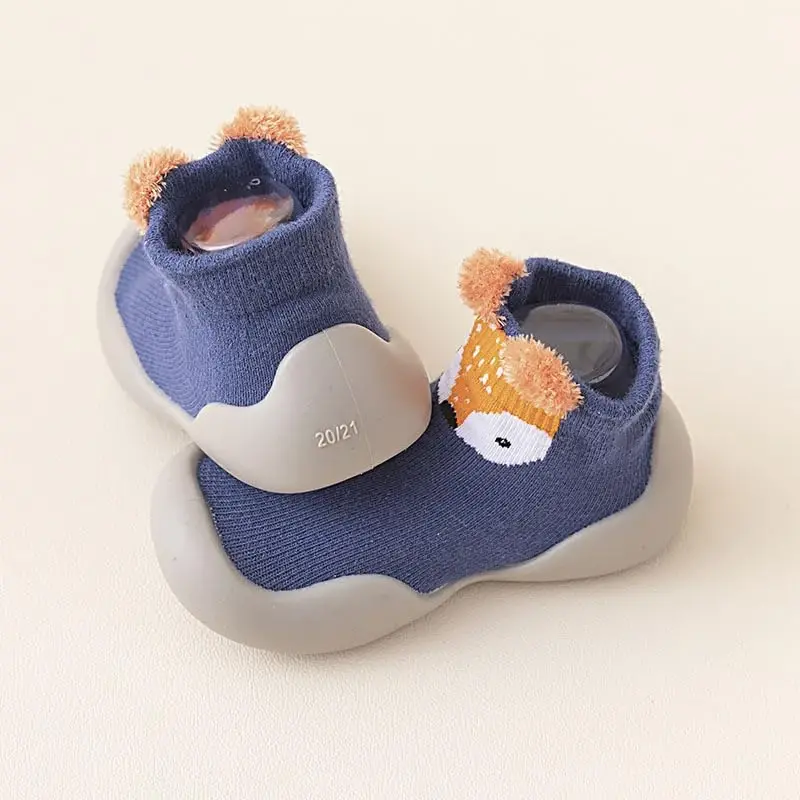 FABRST 2 Pairs Baby Sock Shoes Toddler Infant Non Slip Soft Rubber Sole Slippers First Walking Shoes for Baby Boys Girls - 6