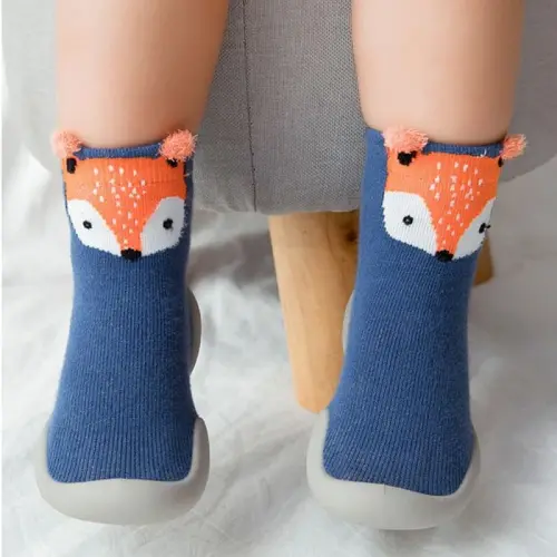 FABRST 2 Pairs Baby Sock Shoes Toddler Infant Non Slip Soft Rubber Sole Slippers First Walking Shoes for Baby Boys Girls - 7