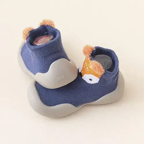 FABRST 2 Pairs Baby Sock Shoes Toddler Infant Non Slip Soft Rubber Sole Slippers First Walking Shoes for Baby Boys Girls - 6