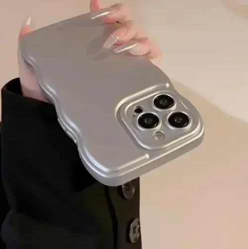 FABSPARK Чехол для iPhone 14 Pro Max, простой волновой дизайн, волнистая рамка, мягкий силиконовый чехол для iPhone 14 Pro Max, серебристый - 6