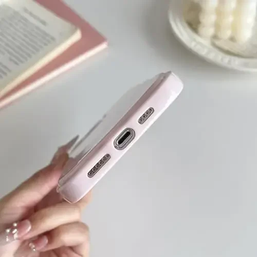 FABSPARK Чехол для iPhone 16 Pro Max, простой волнистый дизайн, волнистая рамка, мягкий силиконовый, эстетичный, для iPhone 16 Pro Max, светло-розовый - 4