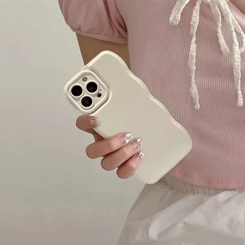 FABSPARK for iPhone 17 Case, Soft Wave Design Wavy Frame,Beige | Simple Wave Design Wavy Frame Soft Silicone Aesthetic Case for iPhone 17,Beige - 4