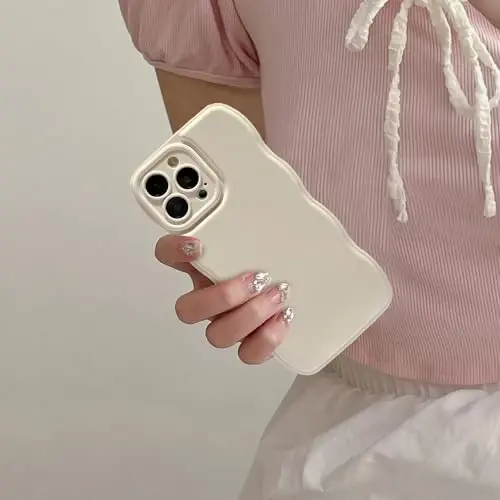 FABSPARK for iPhone 17 Pro Max Case, Soft Wave Design Wavy Frame,Beige | Simple Wave Design Wavy Frame Soft Silicone Aesthetic Case for iPhone 17 Pro Max,Beige - 4