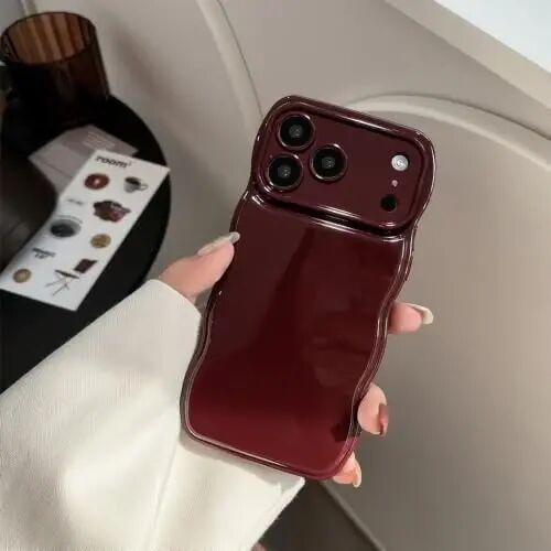 FABSPARK for iPhone 18 Pro Case, Soft Wave Design Wavy Frame,Wine Red | Simple Wave Design Wavy Frame Soft Silicone Aesthetic Case for iPhone 18 Pro,Wine Red - FABSPARK (1)