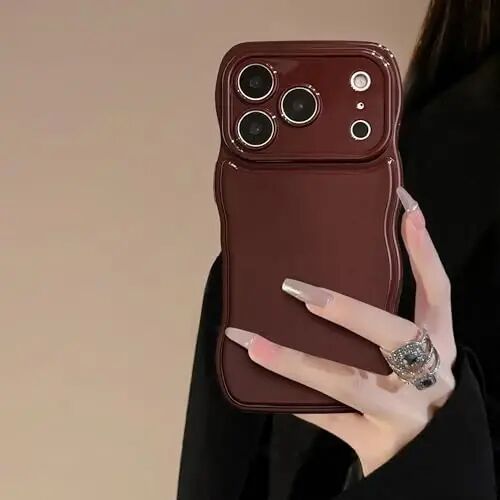FABSPARK for iPhone 18 Pro Case, Soft Wave Design Wavy Frame,Wine Red | Simple Wave Design Wavy Frame Soft Silicone Aesthetic Case for iPhone 18 Pro,Wine Red - 1