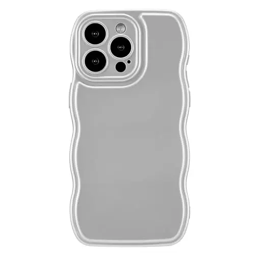 FABSPARK iPhone 12 uchun g'ilof, oddiy to'lqinli dizayn, to'lqinli ramka, yumshoq silikon, iPhone 12 uchun estetik, kumush - FABSPARK