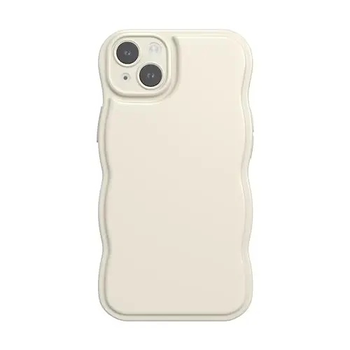 FABSPARK Phone Case for iPhone 16 Case,Simple Wave Design Wavy Frame Soft Silicone Aesthetic for iPhone 16,Beige - 4