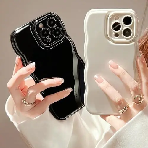 FABSPARK Phone Case for iPhone 16 Case,Simple Wave Design Wavy Frame Soft Silicone Aesthetic for iPhone 16,Beige - 5
