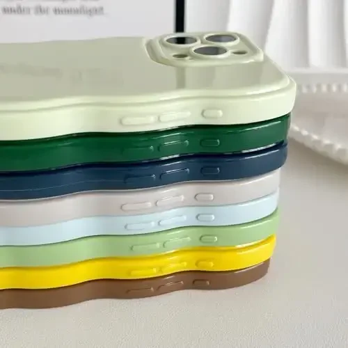 FABSPARK iPhone 16 Pro Max uchun g'ilof, Oddiy to'lqinli dizaynli to'lqinli ramkali yumshoq silikon iPhone 16 Pro Max uchun, to'q ko'k - 6