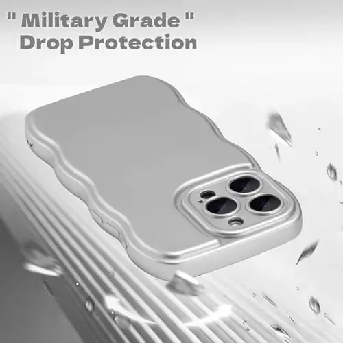 FABSPARK Phone Case for iPhone 12 Case,Simple Wave Design Wavy Frame Soft Silicone Aesthetic for iPhone 12,Silver 