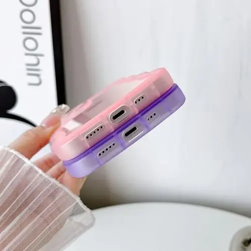 FABSPARK Phone Case for iPhone 15 Pro Case,Transparent Clear Solid Color Curly Wave Frame Soft Silicone Shockproof Protective TPU Cover for iPhone 15 Pro,Purple - 3