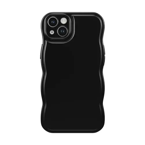 FABSPARK Phone Case for iPhone 16 Pro Max Case,Simple Wave Design Wavy Frame Soft Silicone Aesthetic for iPhone 16 Pro Max,Black - 4