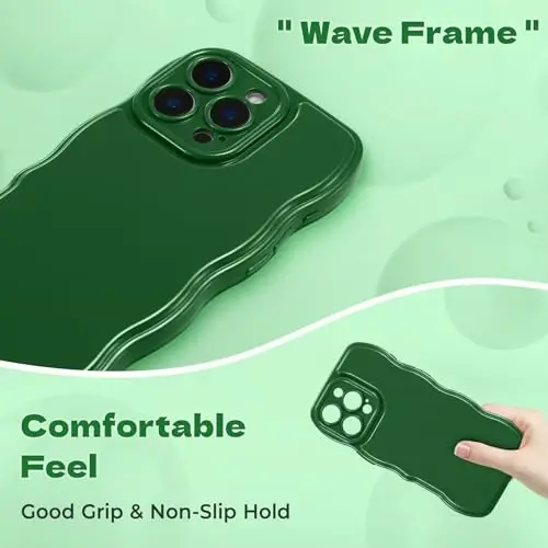 FABSPARK Phone Case for iPhone 16 Pro Max Case,Simple Wave Design Wavy Frame Soft Silicone Aesthetic for iPhone 16 Pro Max,Forest Green - 5