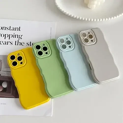 FABSPARK Phone Case for iPhone 16 Pro Max Case,Simple Wave Design Wavy Frame Soft Silicone Aesthetic for iPhone 16 Pro Max,Light Grey - 4