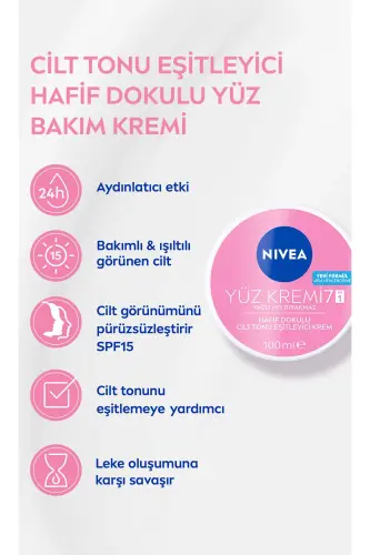 Face Cream 100 Ml, Even Skin Tone, 24 Hour Moisturizing Skin Care, SPF15 - 3