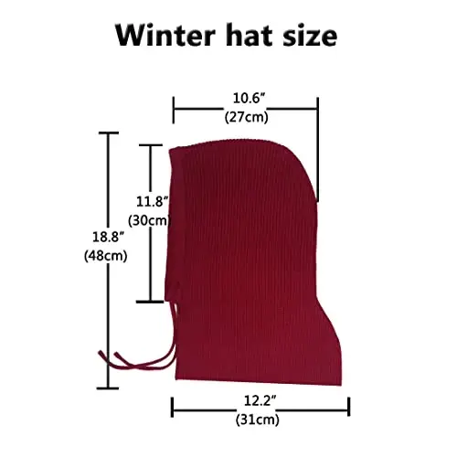 Facecozy Ayollar uchun qishki shapkalar, ayollar uchun jun aralash kaputli sharf shlyapa Balaklava trikotaj bosh suyagi shapka erkaklar bo'yinbog'lari - 4
