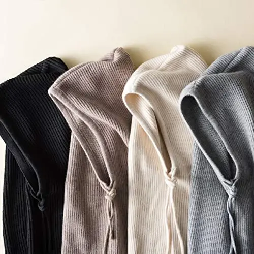 Facecozy Ayollar uchun qishki shlyapalar, Ayollar uchun jun aralash kapüşonli sharf shlyapa Balaclava Trikotaj Bosh suyagi shapkasi Erkaklar bo'yinbog'lari - 4